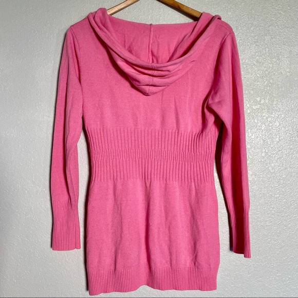 New York & Company - Pink Hooded V-neck Tunic Sweater - Size M - Picture 3 of 3